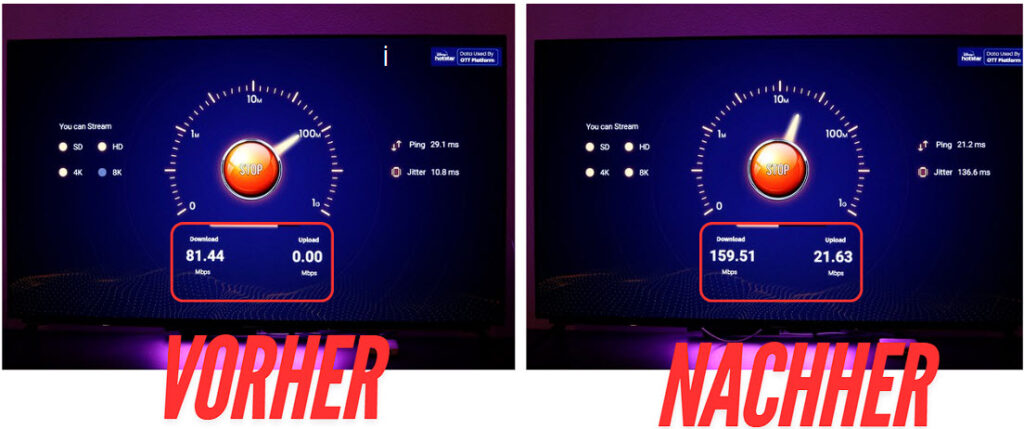 TV Internet Geschwindigkeit verdoppeln